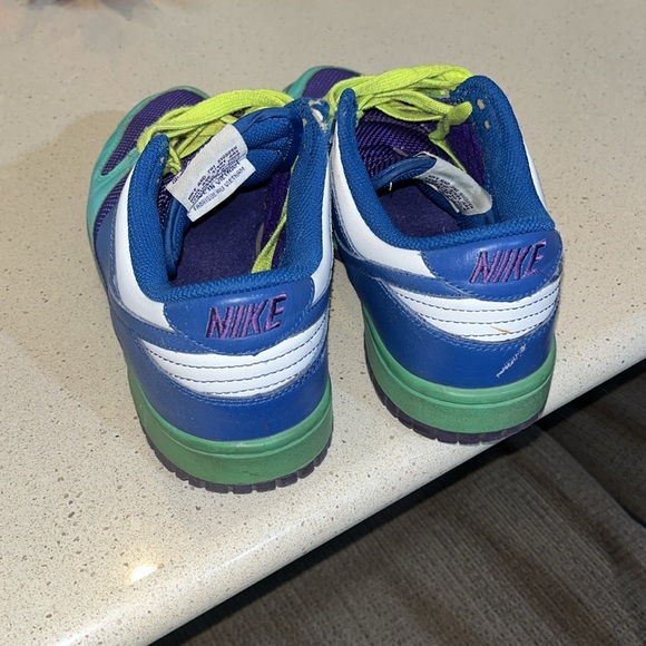 Teal cobalt blue purple Nike dunks size 9 1/2 lime green laces well loved - Picture 2 of 5